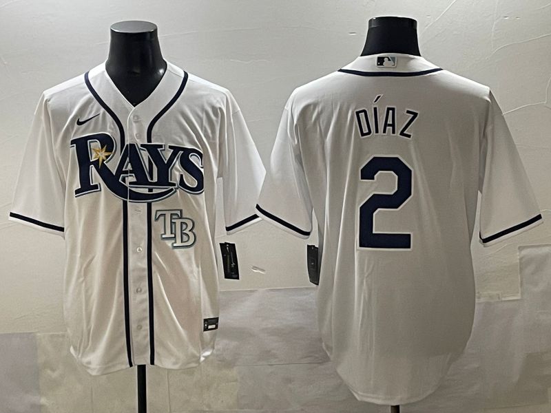 Men 2025 Tampa Bay Rays 2 Diaz White Game Nike MLB Jersey style 7